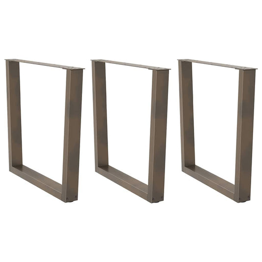 Dining Table Legs V-Shape 3 pcs Natural Steel 90x(72-73.3) cm Steel