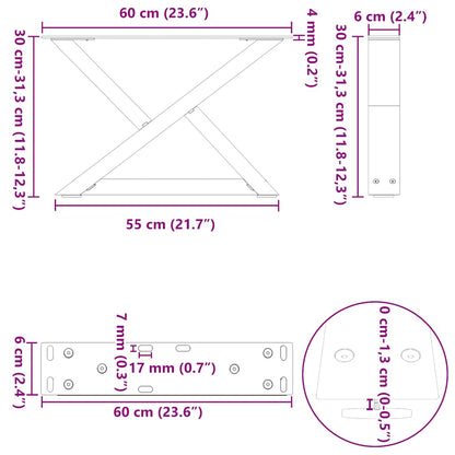 Coffee Table Legs 2 pcs White 60x(30-31.3) cm Steel