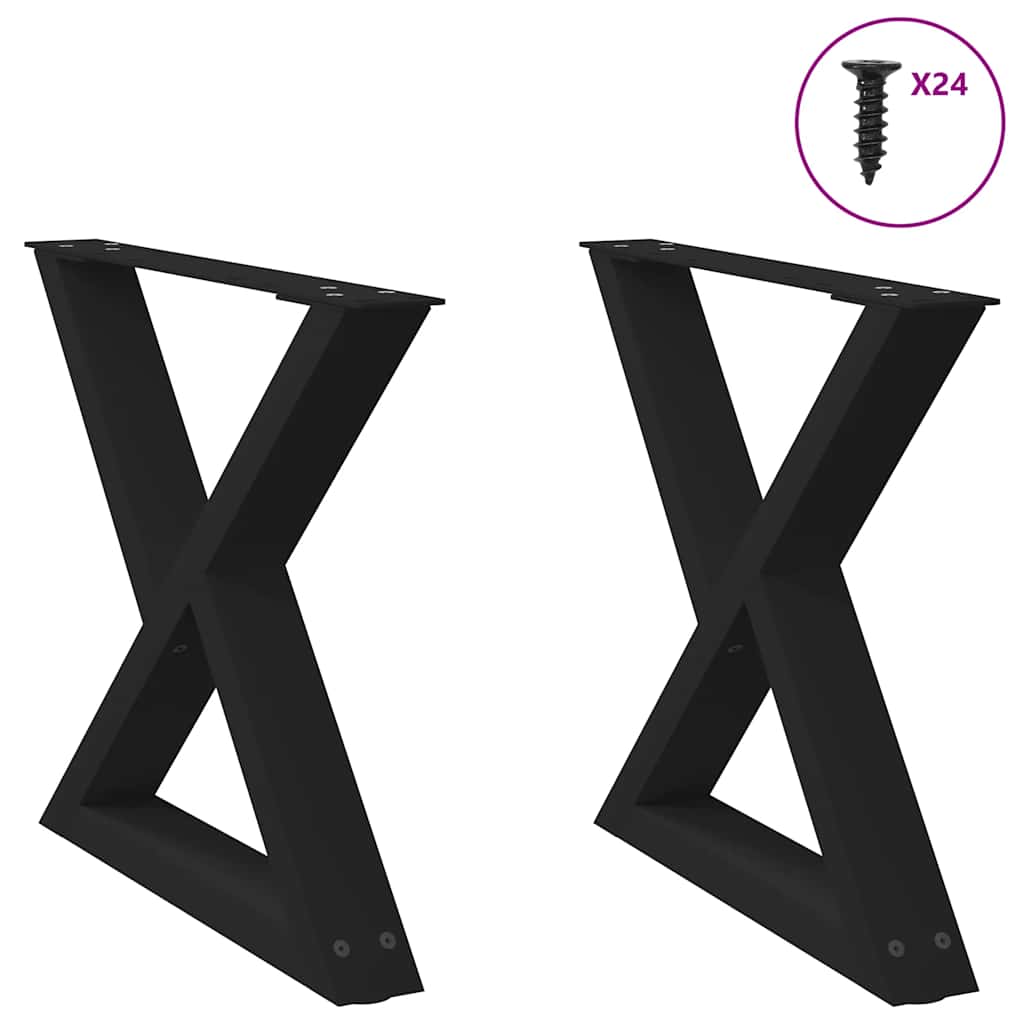 Coffee Table Legs 2 pcs Black 50x(42-43,3) cm Steel