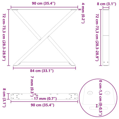 Dining Table Legs 2 pcs White 90x(72-73.3) cm Steel