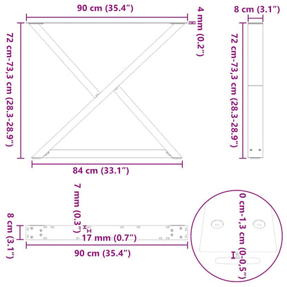 Dining Table Legs 2 pcs Anthracite 90x(72-73.3) cm Steel