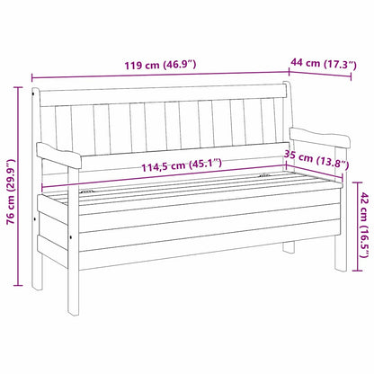Outdoor Bench Brown 119 x 44 x 76 cm Solid Pine Wood