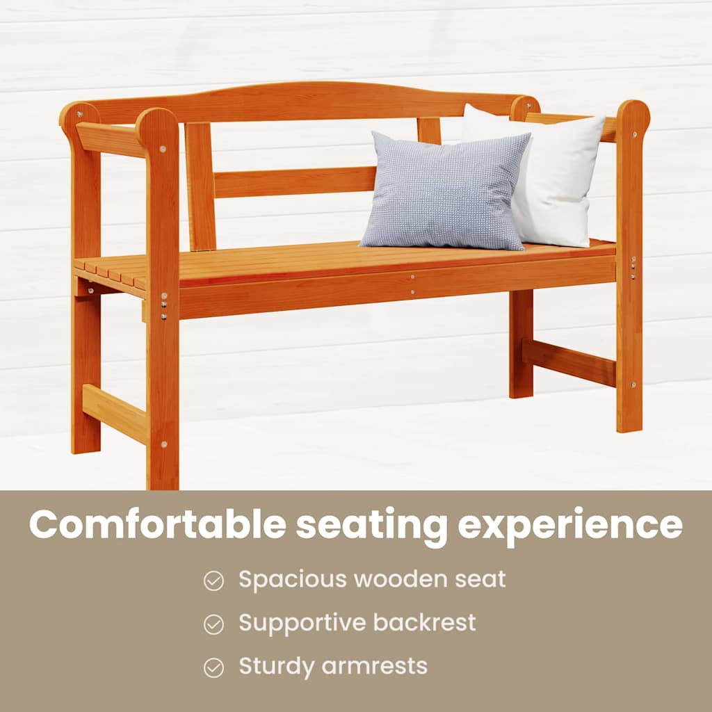 Outdoor Bench Brown 119 x 44 x 76 cm Solid Pine Wood