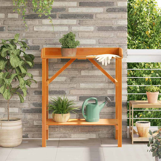 Potting Table with Shelf Brown 75 x 40 x 90 cm Solid Pine Wood
