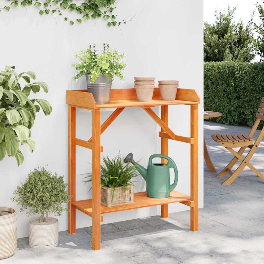 Potting Table with Shelf Brown 75 x 40 x 90 cm Solid Pine Wood