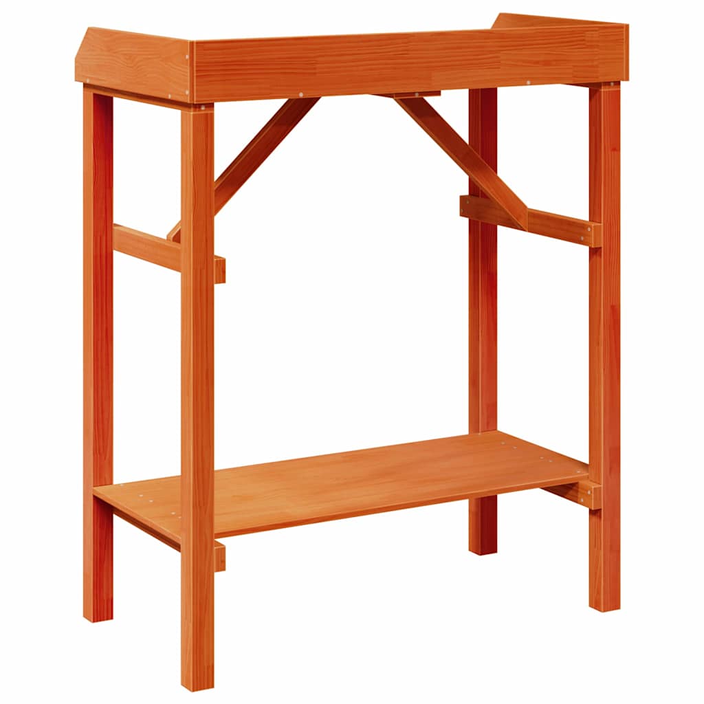 Potting Table with Shelf Brown 75 x 40 x 90 cm Solid Pine Wood