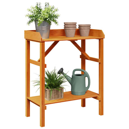 Potting Table with Shelf Brown 75 x 40 x 90 cm Solid Pine Wood