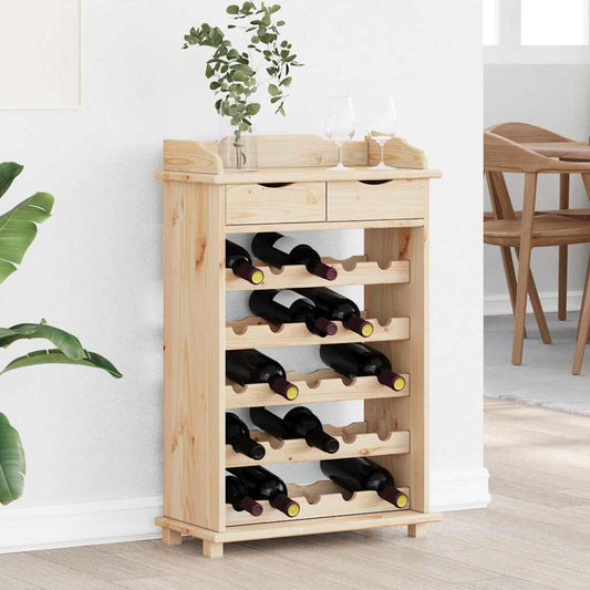 Wine Rack Natural 58 x 28 x 90 cm Solid Pine Wood