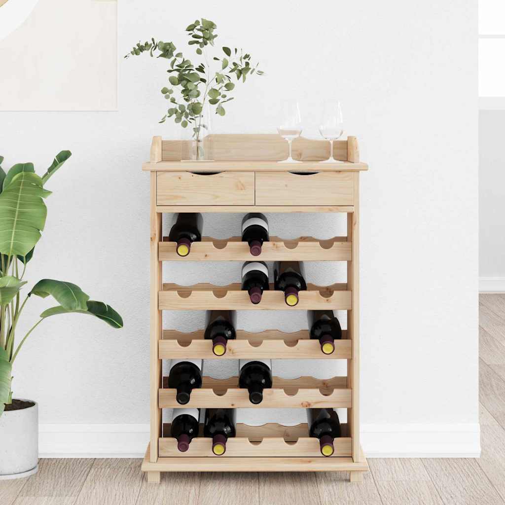 Wine Rack Natural 58 x 28 x 90 cm Solid Pine Wood