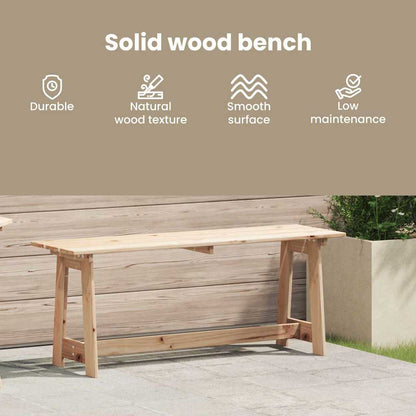 Outdoor Bench Natural 119 x 37 x 47 cm Solid Pine Wood