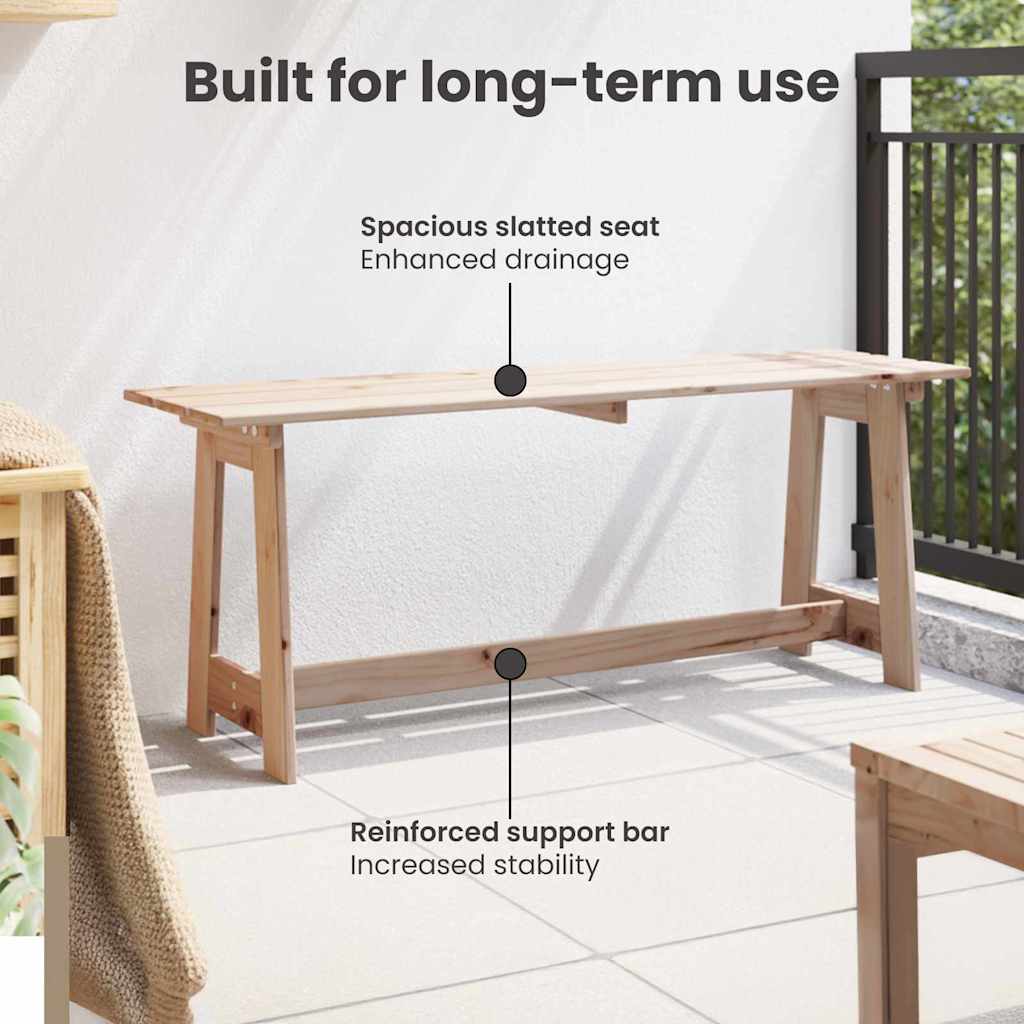 Outdoor Bench Natural 119 x 37 x 47 cm Solid Pine Wood