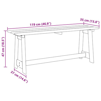 Outdoor Bench Brown 119 x 37 x 47 cm Solid Pine Wood