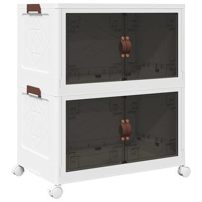Stackable Storage Box with Wheels 2-Tier 75 L 64x40x76 cm