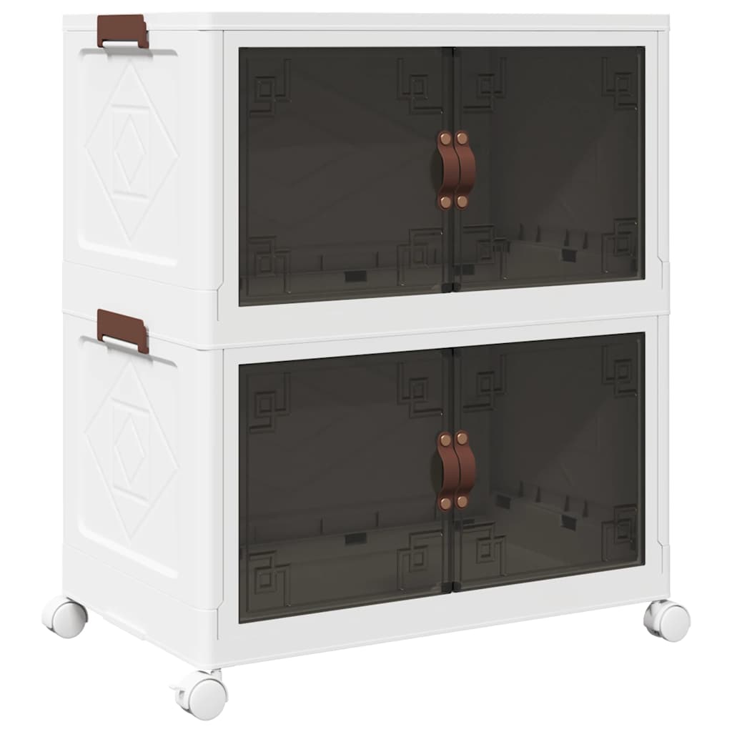 Stackable Storage Box with Wheels 2-Tier 75 L 64x40x76 cm