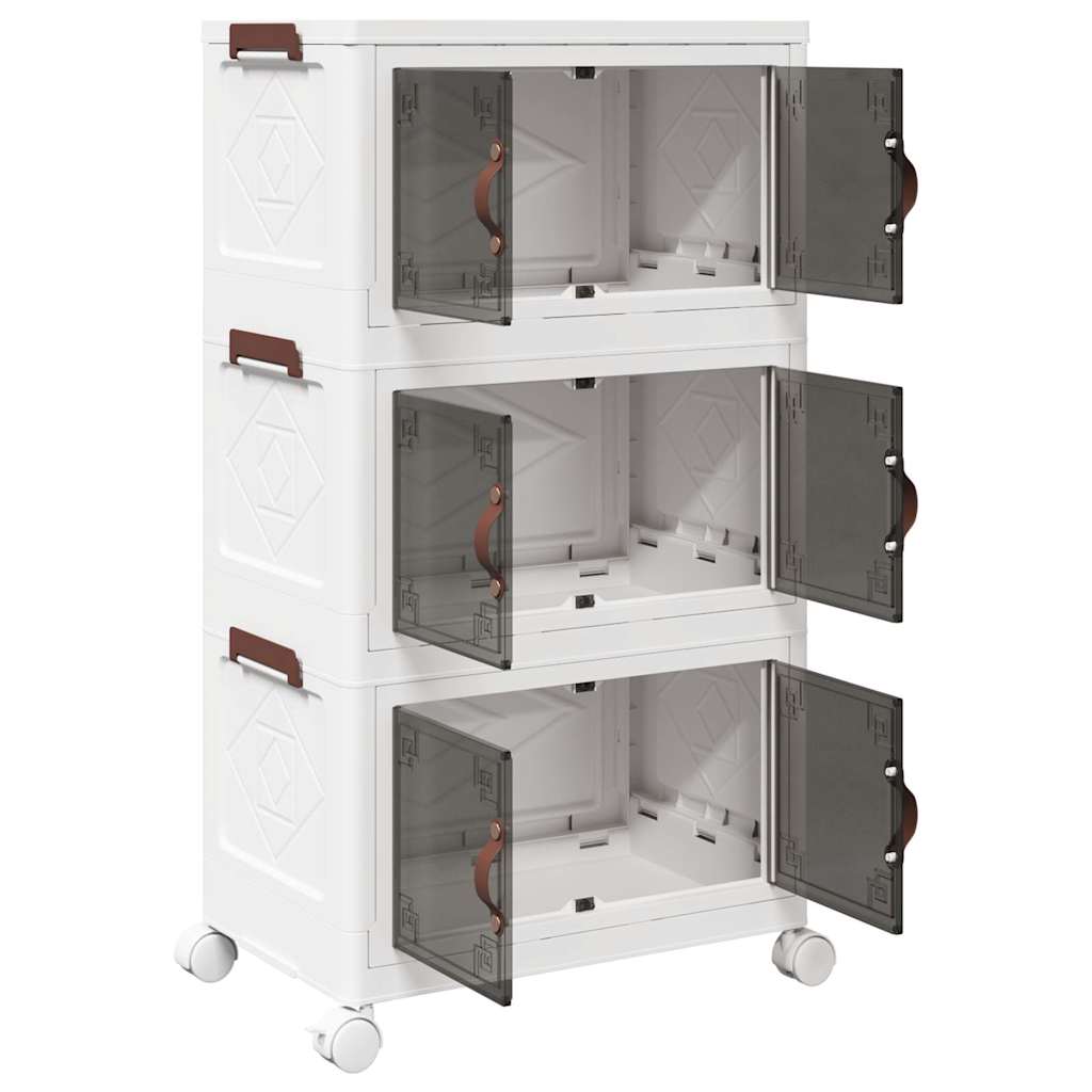 Stackable Storage Box with Wheels 3-Tier 28 L 48,5x29,5x86 cm