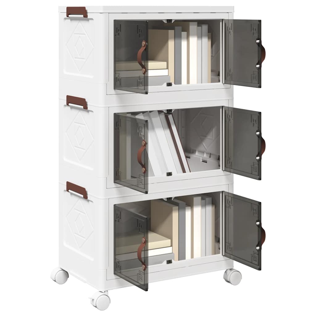 Stackable Storage Box with Wheels 3-Tier 28 L 48,5x29,5x86 cm