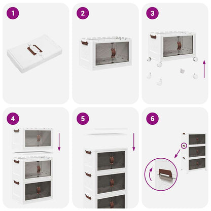 Stackable Storage Box with Wheels 3-Tier 75 L 64x39.5x110.5 cm