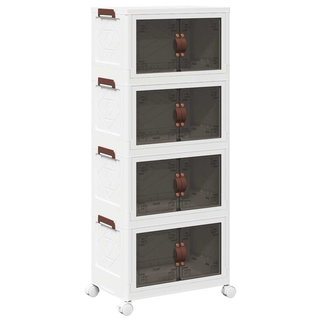 Stackable Storage Box with Wheels 4-Tier 28 L 48x29,5x112,5 cm
