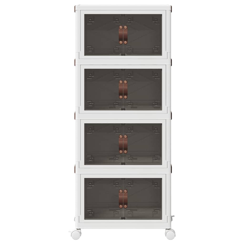 Stackable Storage Box with Wheels 4-Tier 28 L 48x29.5x112.5 cm