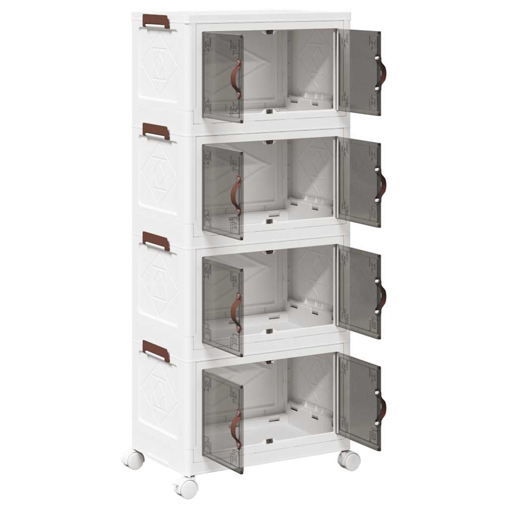 Stackable Storage Box with Wheels 4-Tier 28 L 48x29,5x112,5 cm