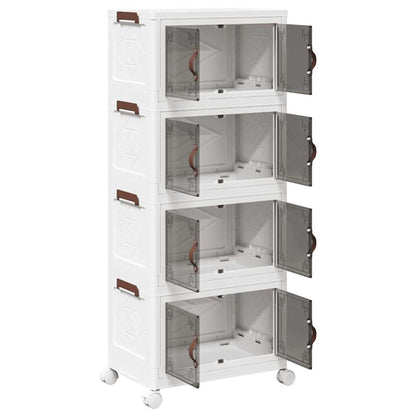 Stackable Storage Box with Wheels 4-Tier 28 L 48x29,5x112,5 cm