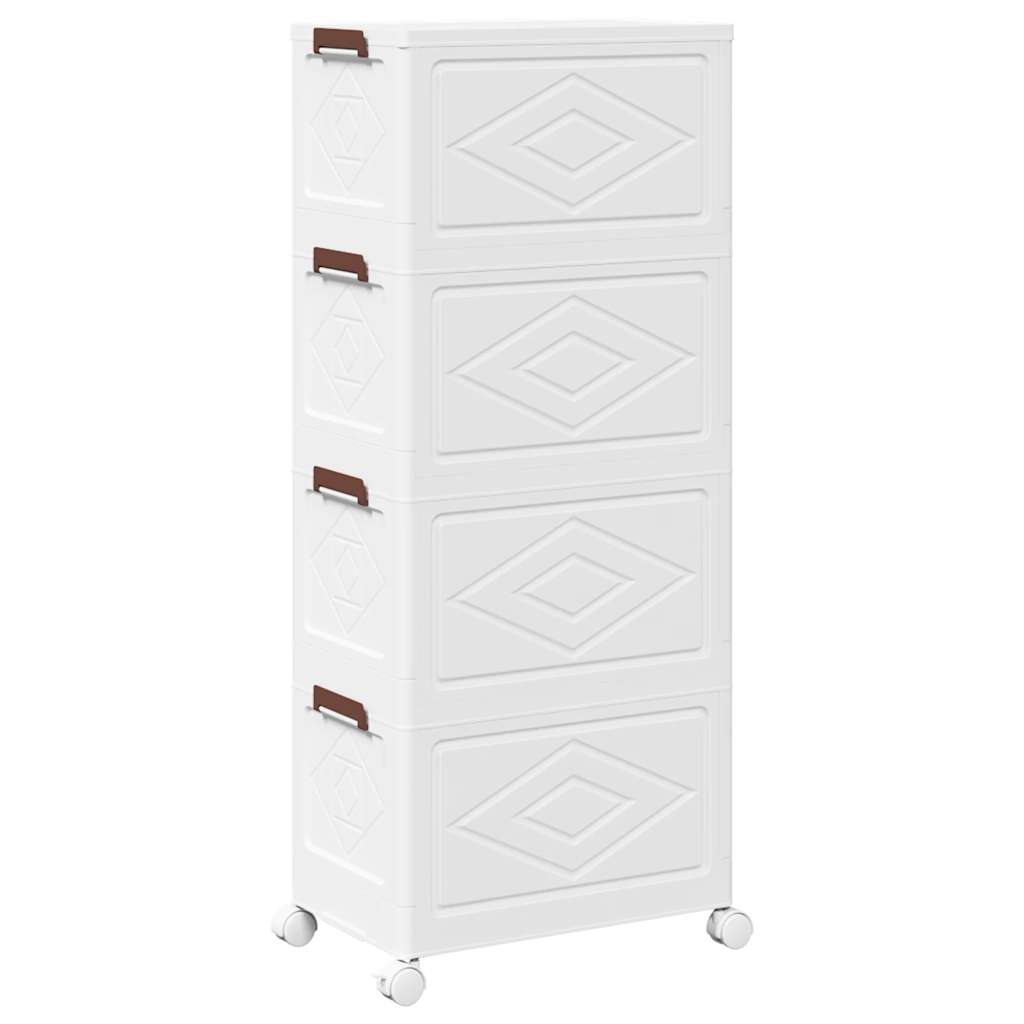 Stackable Storage Box with Wheels 4-Tier 28 L 48x29,5x112,5 cm