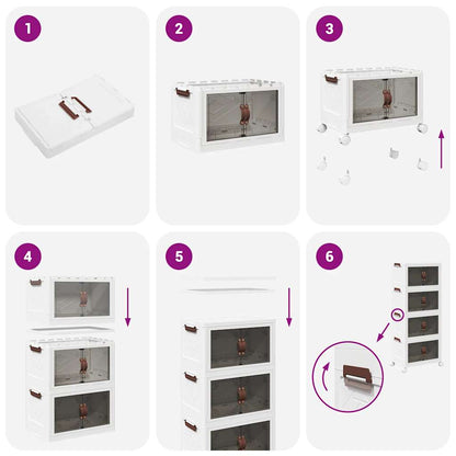 Stackable Storage Box with Wheels 4-Tier 28 L 48x29,5x112,5 cm