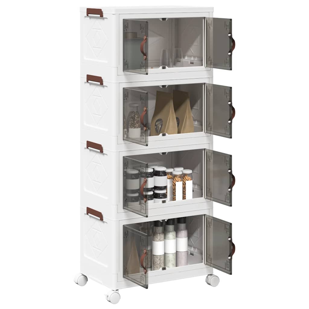 Stackable Storage Box with Wheels 4-Tier 28 L 48x29,5x112,5 cm