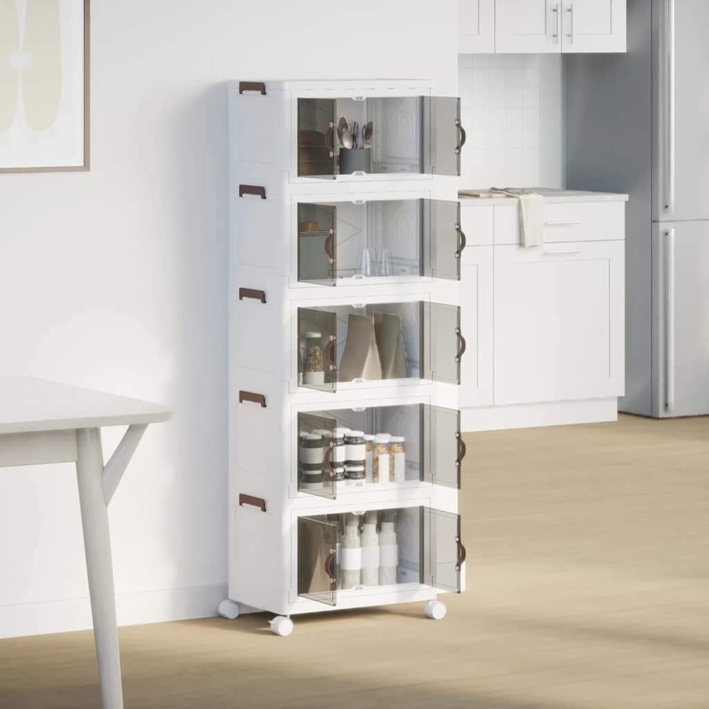 Stackable Storage Box with Wheels 5-Tier 28 L 48,5x29,5x139 cm