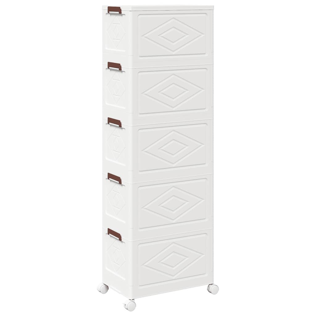 Stackable Storage Box with Wheels 5-Tier 28 L 48,5x29,5x139 cm
