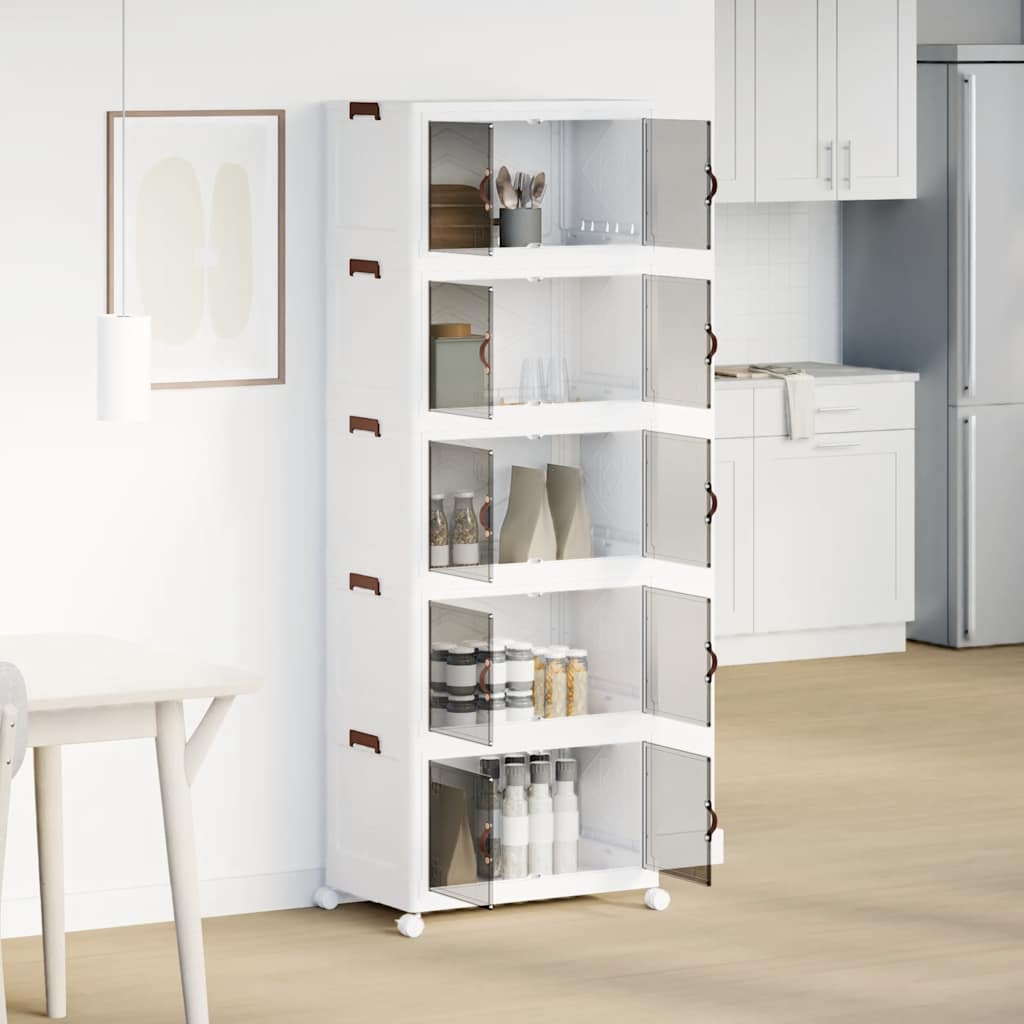 Stackable Storage Box with Wheels 5-Tier 75 L 64x40x179 cm