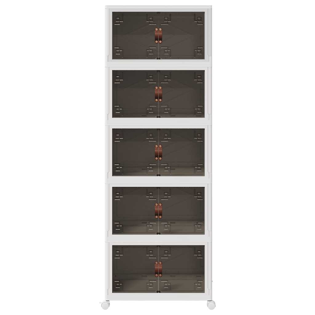 Stackable Storage Box with Wheels 5-Tier 75 L 64x40x179 cm