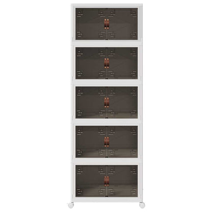 Stackable Storage Box with Wheels 5-Tier 75 L 64x40x179 cm