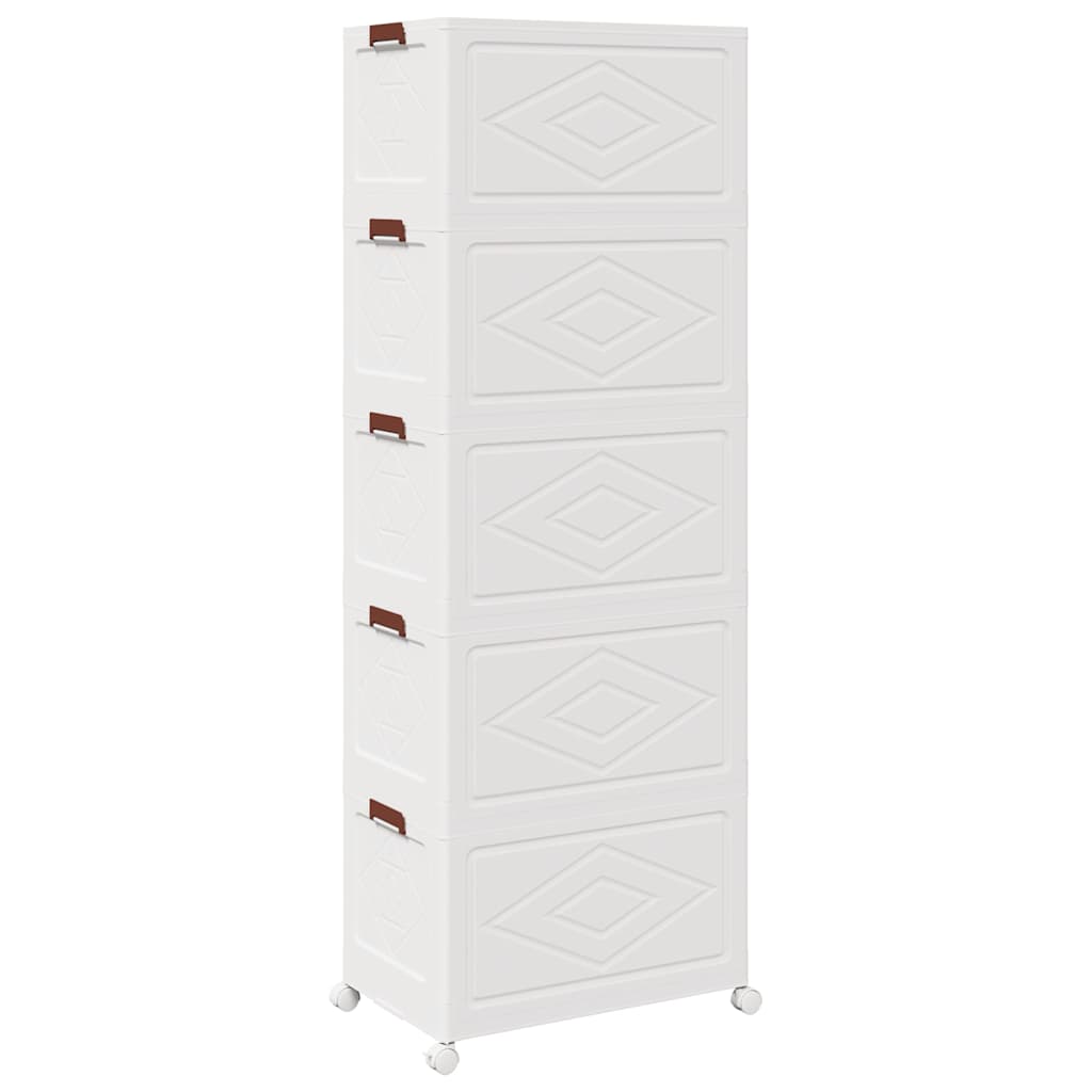 Stackable Storage Box with Wheels 5-Tier 75 L 64x40x179 cm