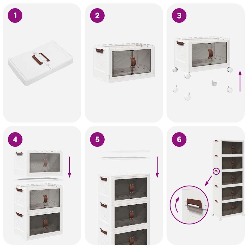 Stackable Storage Box with Wheels 5-Tier 75 L 64x40x179 cm