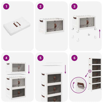 Stackable Storage Box with Wheels 5-Tier 75 L 64x40x179 cm