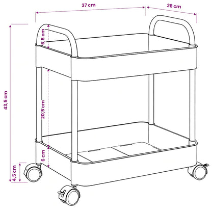 Storage Trolley 2-Tier Transparent 37x28x43.5 cm Acrylic
