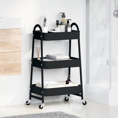 Storage Trolley 3-Tier Black 42x41.5x77 cm Steel