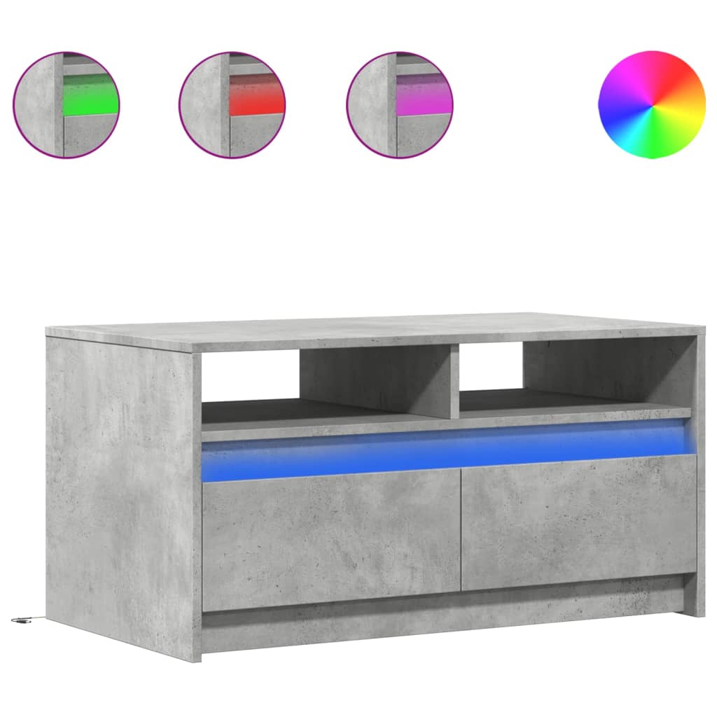 Coffee Table with LED Lights Concrete Grey Engineered Wood