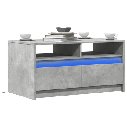 Coffee Table with LED Lights Concrete Grey Engineered Wood