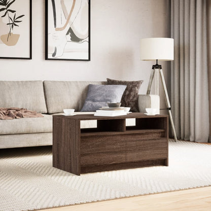 Coffee Table with LED Lights Brown Oak Engineered Wood