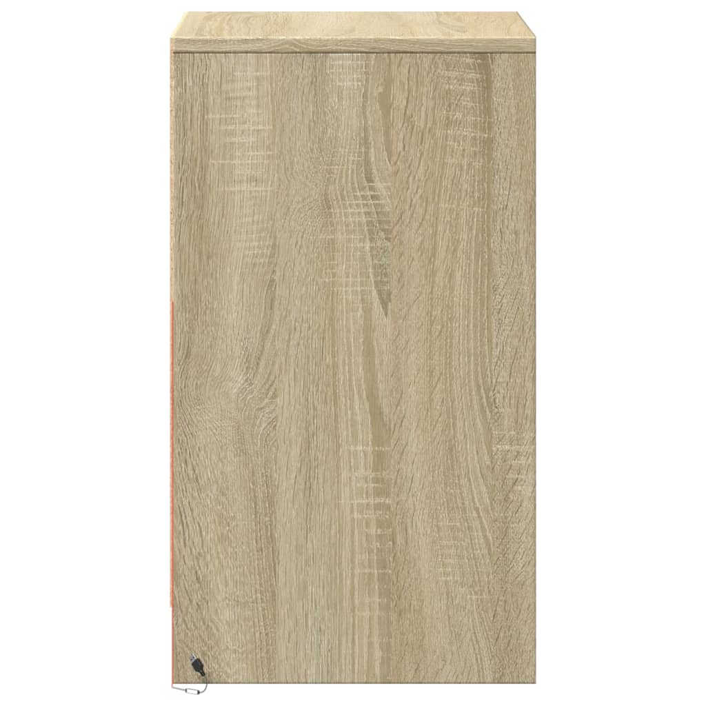 Bedside Cabinets with LED Lights 2 pcs Sonoma Oak Engineered Wood