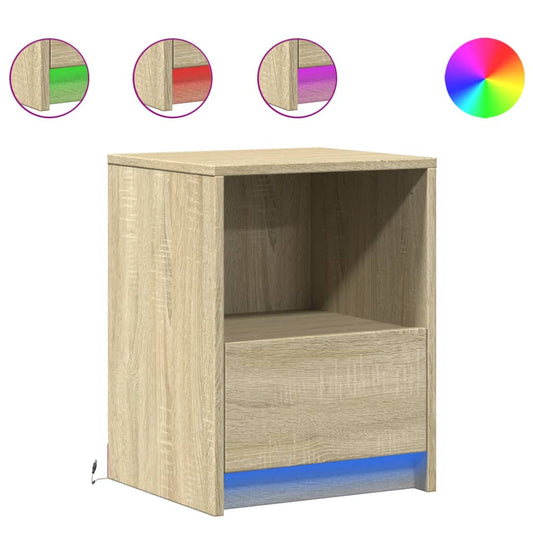 Bedside Cabinets with LED Lights 2 pcs Sonoma Oak
