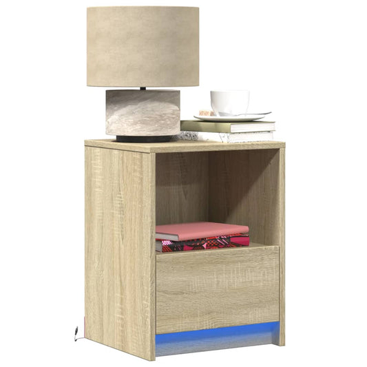 Bedside Cabinets with LED Lights 2 pcs Sonoma Oak