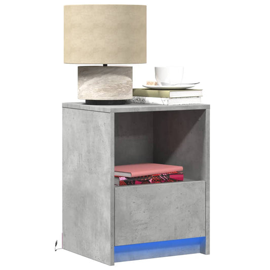 Bedside Cabinets with LED Lights 2 pcs Concrete Grey