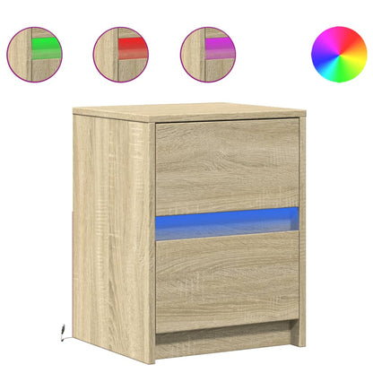 Bedside Cabinets with LED Lights 2 pcs Sonoma Oak