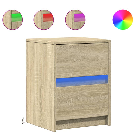 Bedside Cabinets with LED Lights 2 pcs Sonoma Oak