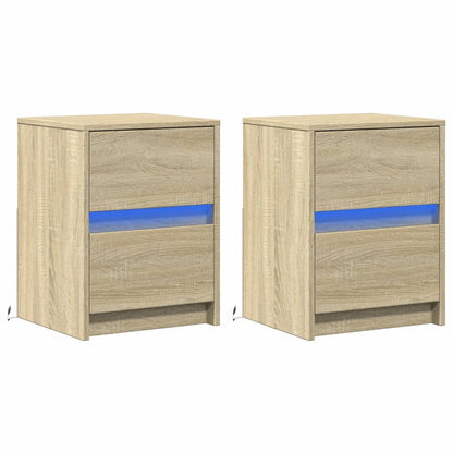 Bedside Cabinets with LED Lights 2 pcs Sonoma Oak