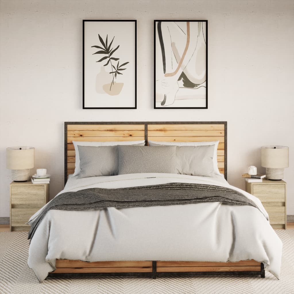 Bedside Cabinets with LED Lights 2 pcs Sonoma Oak