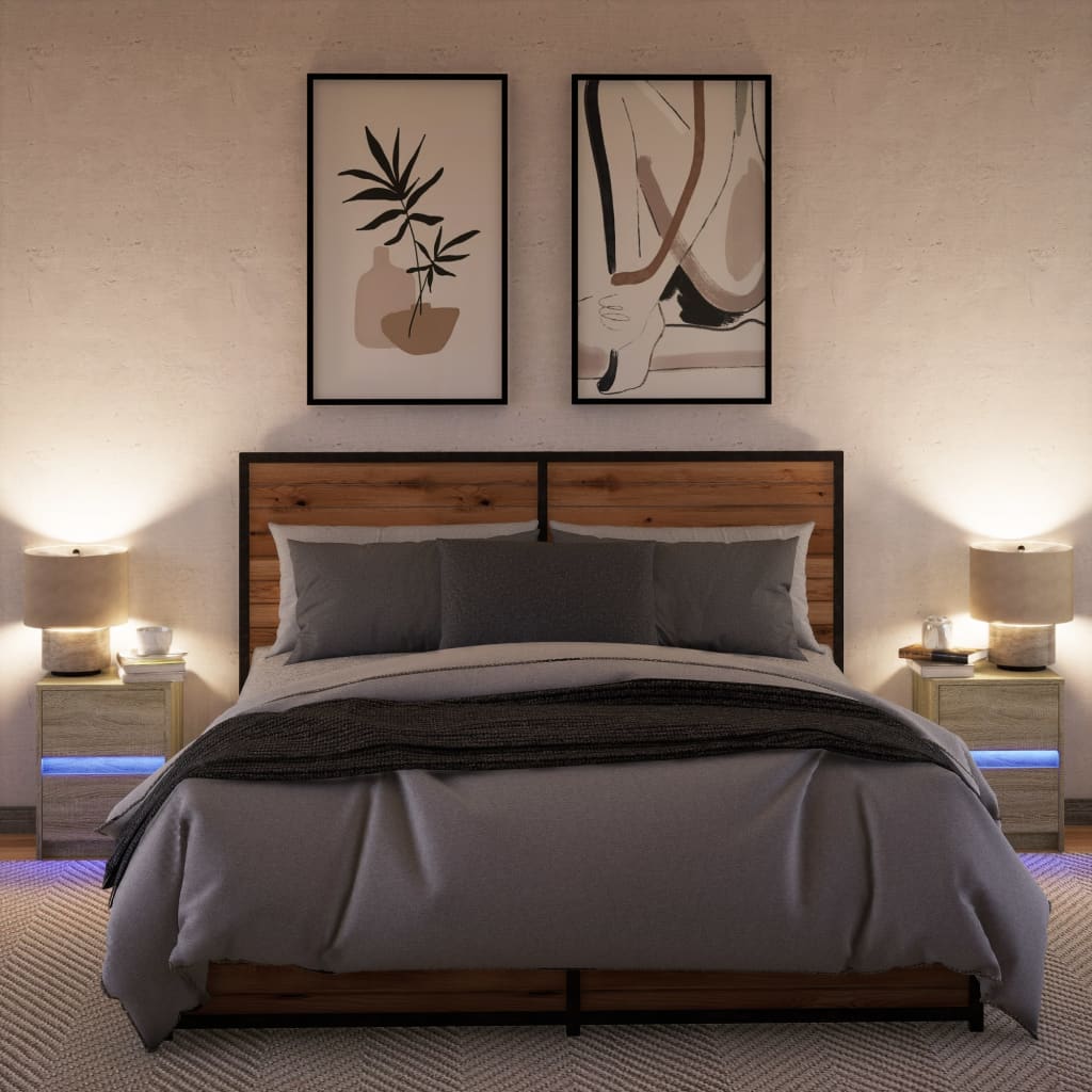 Bedside Cabinets with LED Lights 2 pcs Sonoma Oak